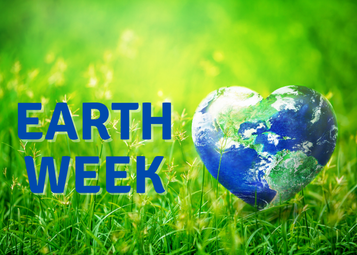 earth week with a heart shaped earth